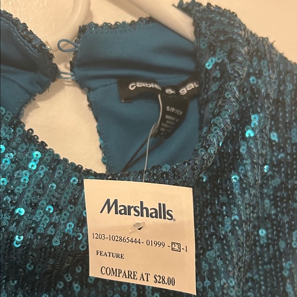 Cable & Gauge Teal Sequin Sleeveless Blouse - Picture 2 of 3